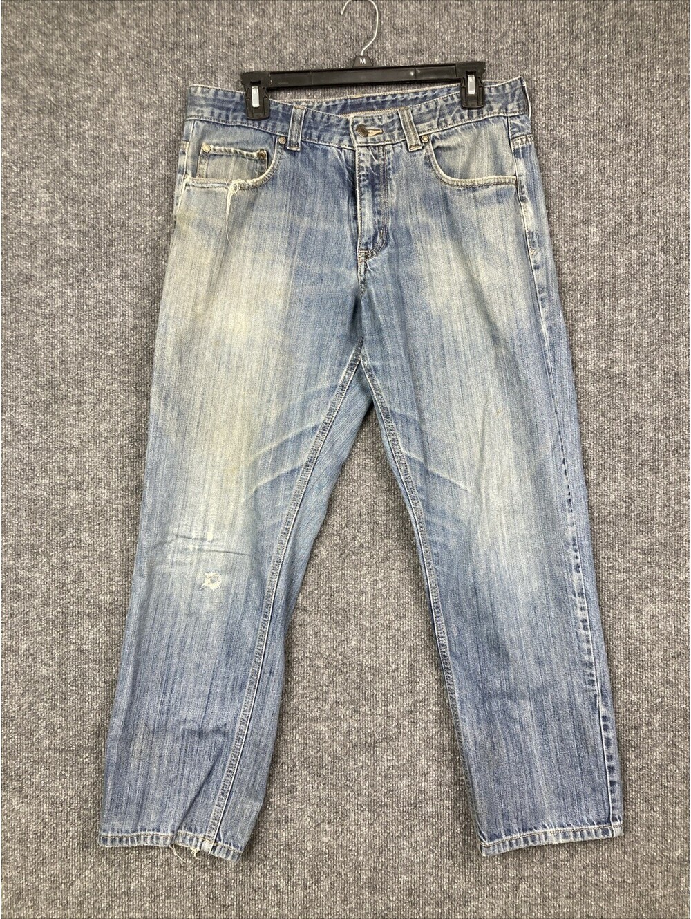 Claiborne Mens Tag Size 34 x 30 Straight Fit  100% Cotton Distressed Denim Jeans
